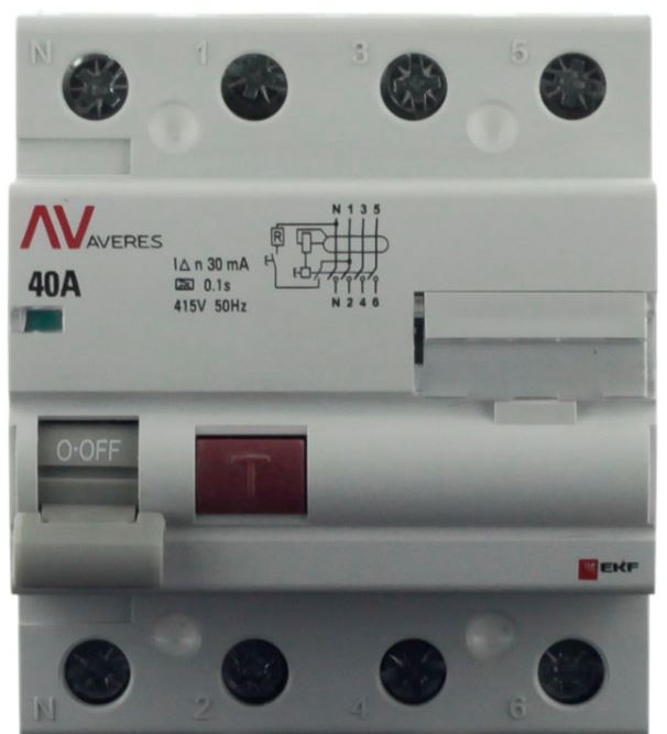 

УЗО EKF rccb-4-63-30-ac-av DV 4P 63А/ 30мА (AC) AVERES, rccb-4-63-30-ac-av