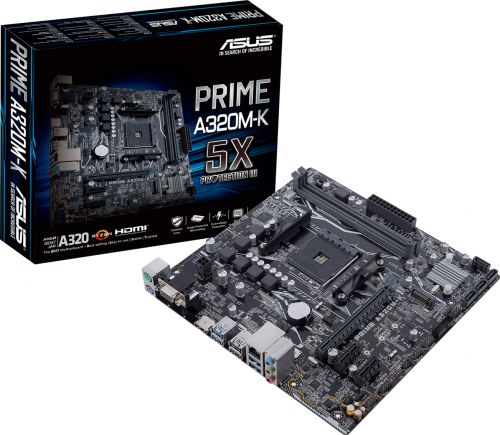 Материнская плата mATX ASUS PRIME A320M-K (AM4,AMD A320,2*DDR4(3200),4*SATA 6G RAID,2*M.2,4*PCI-E,7.