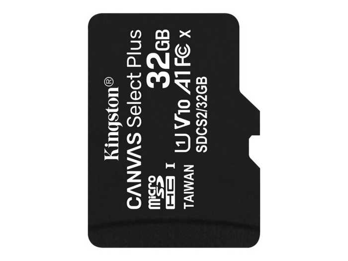 Карта памяти MicroSDHC 32GB Kingston SDCS2/32GBSP Canvas Select Plus 100R A1 C10 Single Pack w/o ADP