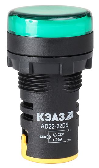 

Лампа КЭАЗ 303938 AD22DS(LED) матрица D22мм зеленый 24В AC/DC, 303938