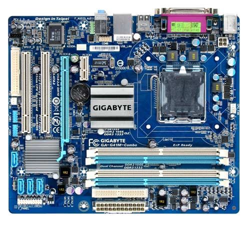 Материнская плата mATX GIGABYTE GA-G41M-COMBO (G41,LGA775,1333Mhz,2*DDR2(1066)/2DDR3(1333),PCI-E,GMA
