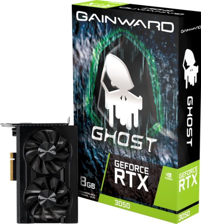 Видеокарта PCI-E Gainward GeForce RTX 3050 Ghost (NE63050018P1-1070B) 8GB GDDR6 128bit 8nm 1552/14000MHz DVI/HDMI/DP RTL