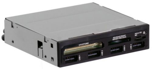Карт-ридер внутренний Ginzzu GR-137UB All-In-One USB 2.0 internal 3.5" Black + 4 USB port OEM