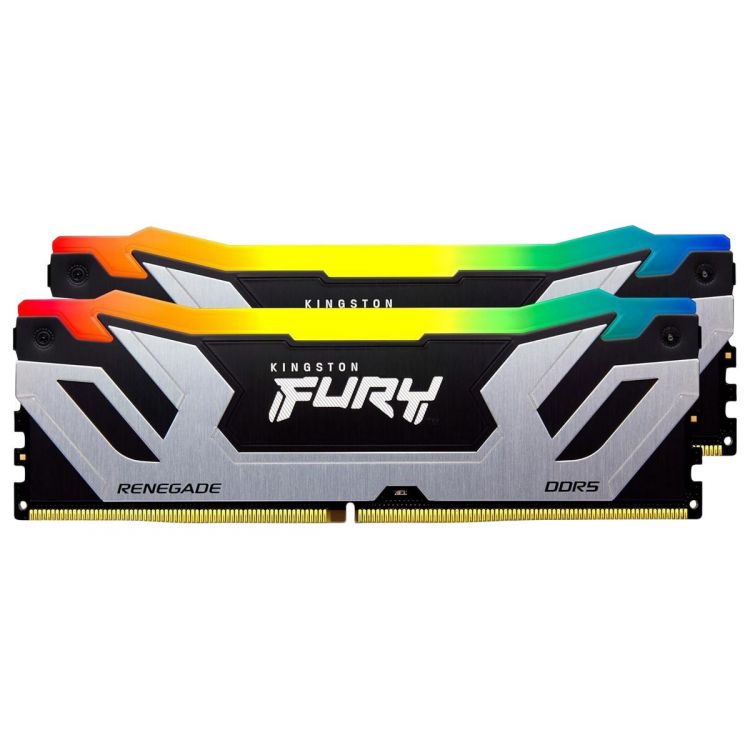 

Модуль памяти DDR5 48GB (2*24GB) Kingston FURY KF584CU40RSAK2-48 Renegade Silver/Black RGB 8400MHz CL40 1.45V, Heat Shield, XMP, RTL, KF584CU40RSAK2-48