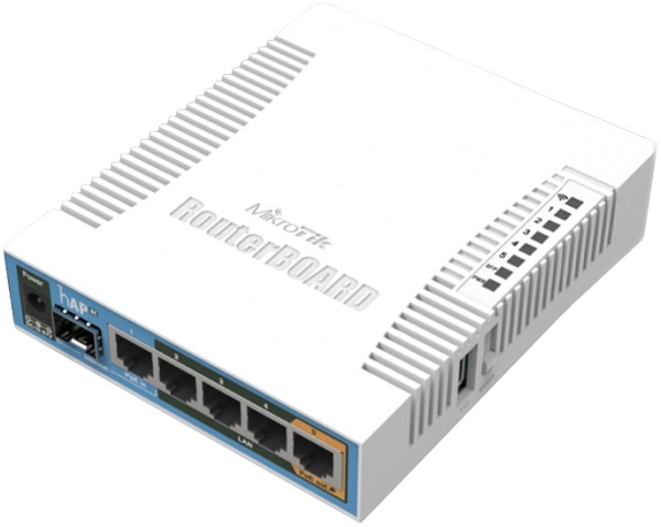 Маршрутизатор Mikrotik RB962UiGS-5HacT2HnT hAP AC, Wireless Router (802.11a/b/g/n/ac, 4UTP 10/100/1000Mbps, 1WAN, 1SFP, 1xUSB, 2.5dBi