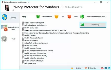 SoftOrbits Отключение слежки для Windows 10