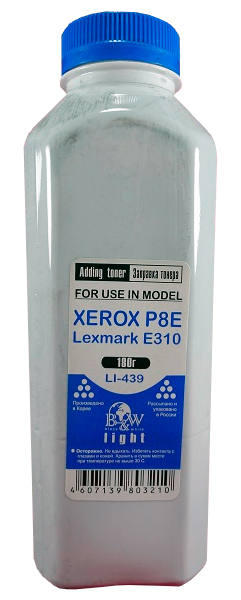 

Тонер B&W (Black&White) LI-439 Phaser 3x00/3210/WC3119/4118/PE120/220/P8e, Lexmark E310 (фл. 180г) Light фас. Россия, LI-439