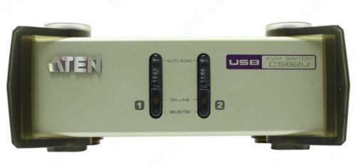 Переключатель Aten CS82U-AT KVM, 1 user PS2/USB+VGA => 2 cpu PS2/USB+VGA, со шнурами PS2/USB 2х1.2м.