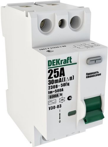 Выключатель дифференциального тока (ВДТ, УЗО) DEKraft 14065DEK УЗО-03 2P 80А 100мА AC 6кА