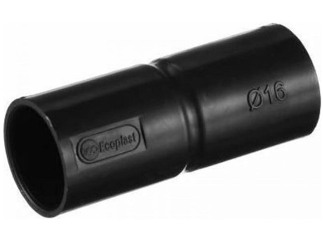 Муфта соединительная Ecoplast 42516BL MAG16 для труб D16мм, цвет чёрный (100шт)
