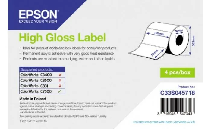 фото Epson High Gloss Label - Die-cut Roll