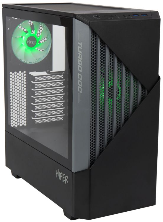 Корпус ATX HIPER CC BG черный, без БП, 2*USB 3.0, audio