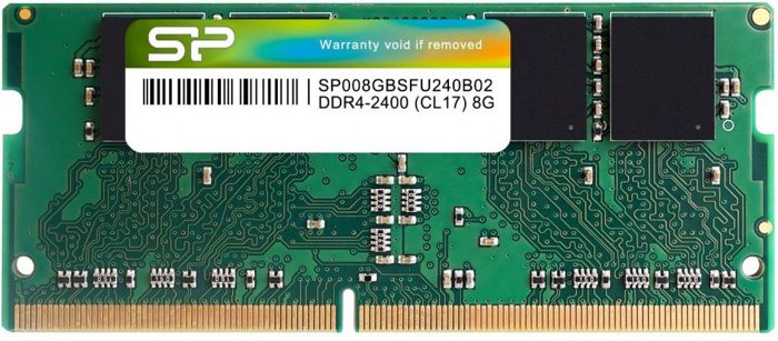 Модуль памяти SODIMM DDR4 8GB Silicon Power SP008GBSFU240B02 PC4-19200 2400MHz CL17 SODIMM 1Gx8 SR 1.2V - фото 1
