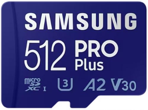 Карта памяти 512GB Samsung MB-MD512KA/APC PRO Plus microSDXC (SD адаптер) U3 V30 A2 class 10 UHS-I 1, цвет синий - фото 1