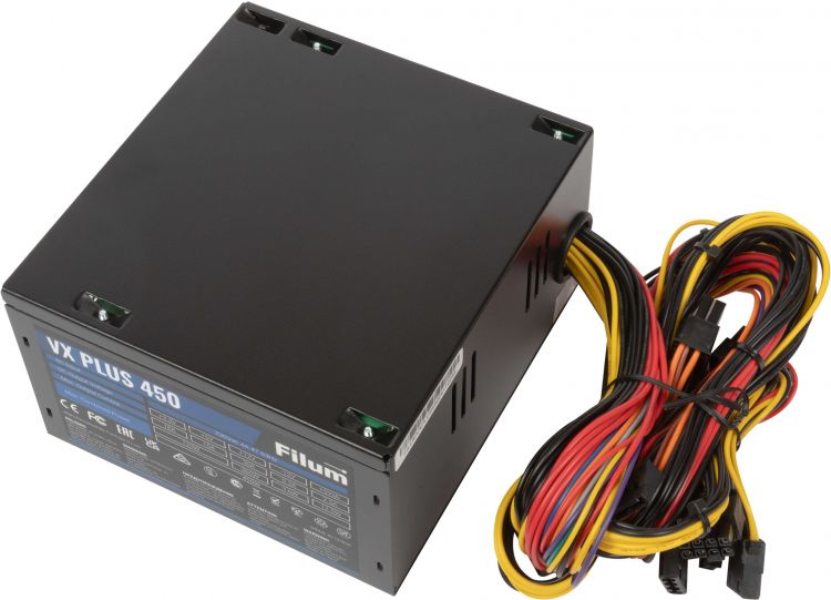 

Блок питания ATX Filum VX PLUS 450 450W (20/24+2 SATA+2 PATA+6/8 pin, вентилятор d120мм), VX PLUS 450