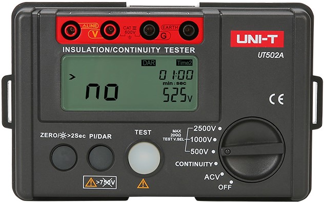 

Измеритель сопротивления изоляции UNI-T UT502A погружной 3МОм ~ 2 ГОм, до 2500В, UT502A