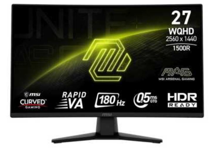 

Монитор 27" MSI MAG 274CQF 9S6-3CE31T-015 Black, Curved 1500R, 16:9, Rapid VA, 2560x1440, 0,5ms, 300cd, 180Hz, 2*HDMI/DP, MAG 274CQF