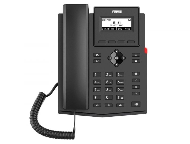 Телефон VoiceIP Fanvil X301 2xEthernet 10/100, LCD 128x48, дисплей 2,3, 2 аккаунта SIP, G722, Opus, Ipv-6, порт для гарнитуры, книга на 1000 записей,