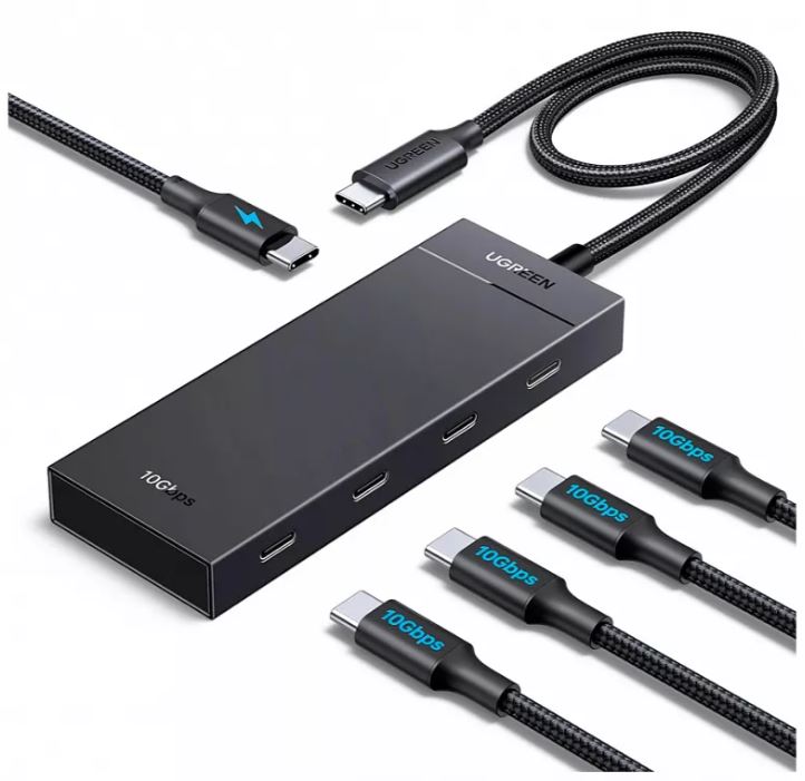 

Концентратор UGREEN CM806 55334_ 5-in-1 USB-C 10Gbps To 4xUSB-C 3.2 With PD. Цвет: черный, CM806