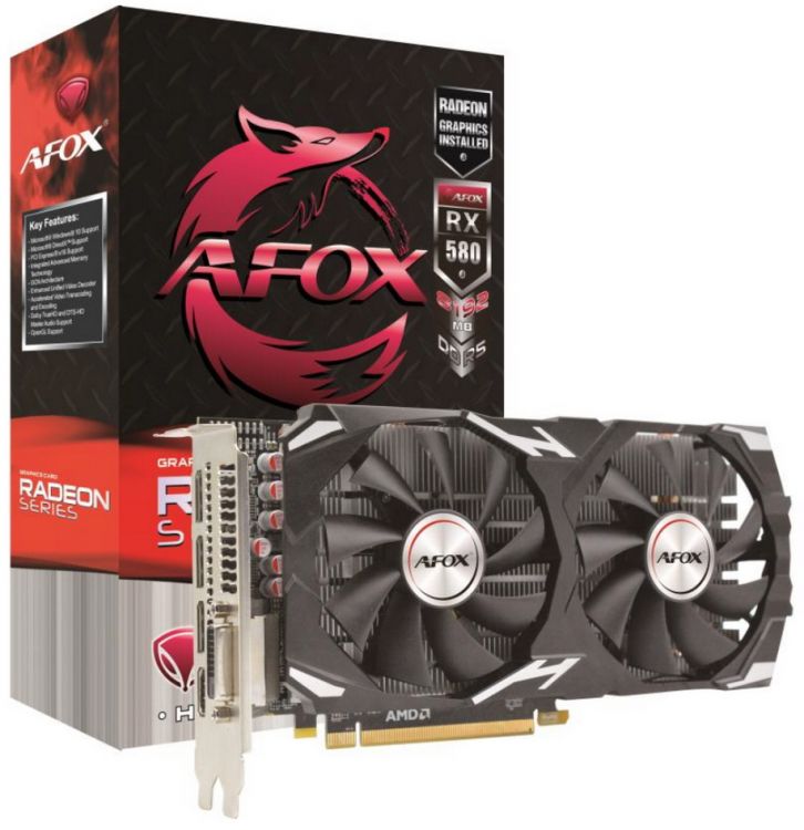 Видеокарта PCI-E Afox Radeon RX 580 (AFRX580-8192D5H3-V2) 8GB GDDR5 256bit 14nm 1284/7000MHz HDMI/3*DP/DVI-D RTL