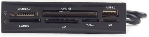 Карт-ридер внутренний Gembird FDI2-ALLIN1-02-B черный, USB2.0+6 разъемов для карт памяти (SD/SDHC, T