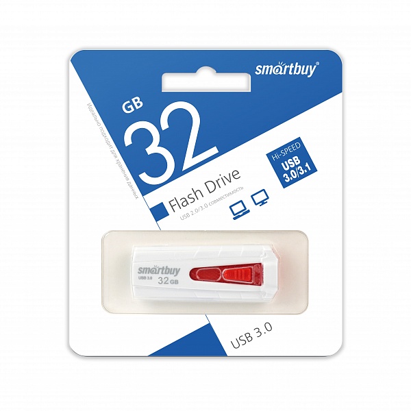 

Накопитель USB 3.0 32GB SmartBuy SB32GBIR-W3 Iron белый/красный, SB32GBIR-W3