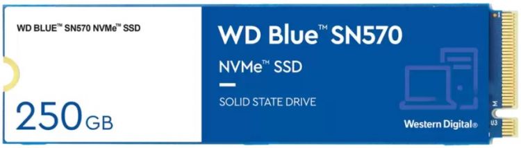 

Накопитель SSD M.2 2280 Western Digital WDS250G3B0C WD Blue SN570 250GB PCIe Gen3 x 4 TLC 3300/1200MB/s IOPS 190K/210K MTTF 1.5M, WDS250G3B0C