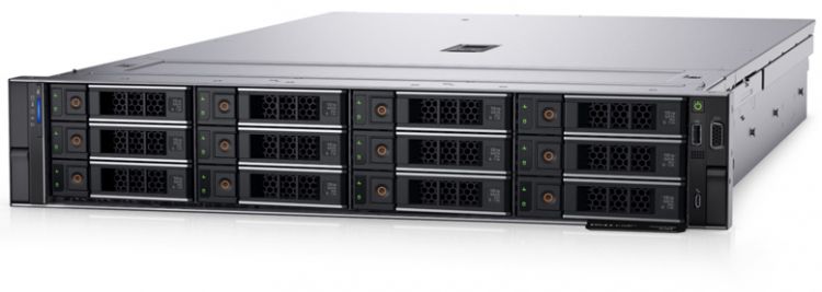 Сервер Dell PowerEdge R750 2U/12LFF+2SFF/1xHS/H755/iDRAC9 Ent/2xGE/noPSU/4xFH,2xLP/6 high perf/Bezel noQS/ Sliding Rails/noCMA/1YWARR