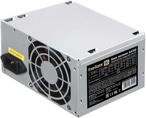 Блок питания ATX Exegate AA350 EX253681RUS-PC 350W, PC, 8cm fan, 24p+4p, 2*SATA, 1*IDE + кабель 220V