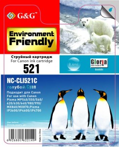 

Картридж струйный G&G NC-CLI521C голубой для Canon PixmaMP540/550/560/620/630/640/980/990,MX860/870,IP3600/4600/, NC-CLI521C