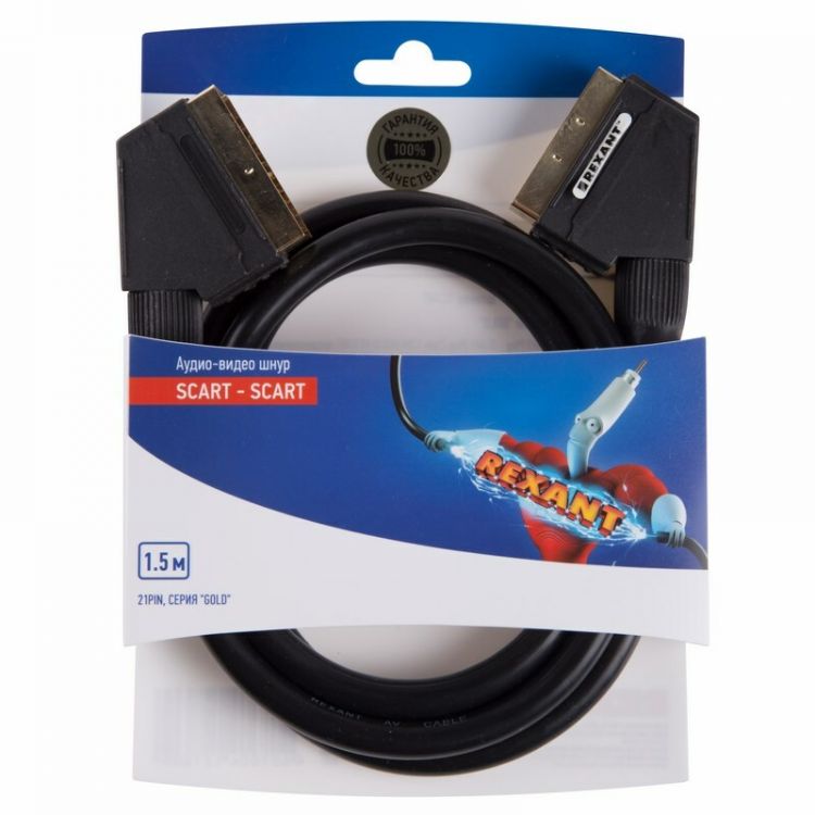 

Шнур Rexant 06-3075 SCART - SCART (21pin) 1.5М (GOLD), 06-3075