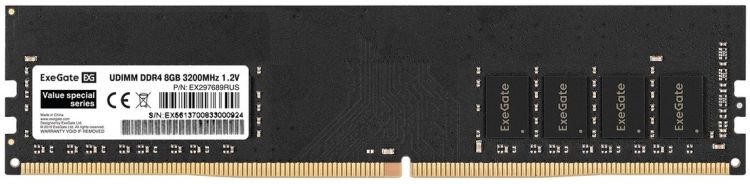 

Модуль памяти DDR4 8GB Exegate Value Special EX297689RUS 3200MHz PC4-25600 CL19 1.2V, Value Special