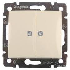 

Выключатель Legrand 774328 Valena CLASSIC - 2-клавишный с подсветкой, 10 A, 250 В~, слоновая кость, 774328