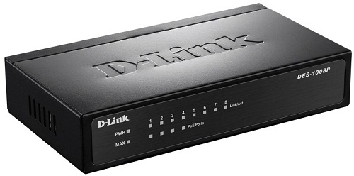 Коммутатор PoE D-link DES-1008P/C1A 8xUTP 10/100 (4xPoE 10/100 52Вт)