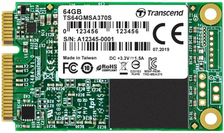 

Накопитель SSD mSATA Transcend TS64GMSA370S MSA370S 64GB SATA 6Gb/s MLC 520/100MB/s IOPS 50K/25K MTBF 2M, TS64GMSA370S