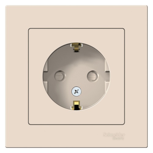 

Розетка Systeme Electric ATN000244 AtlasDesign, с заземлением, со шторками, 16А, в сборе, бежевая, ATN000244