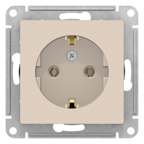 

Розетка Systeme Electric ATN000243 AtlasDesign, с заземлением, 16А, механизм, бежевая, ATN000243