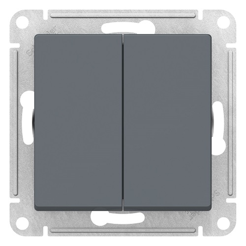 

Переключатель Systeme Electric ATN000765 AtlasDesign, 2-клавишный, сх.6, 10АХ, механизм, грифель, ATN000765