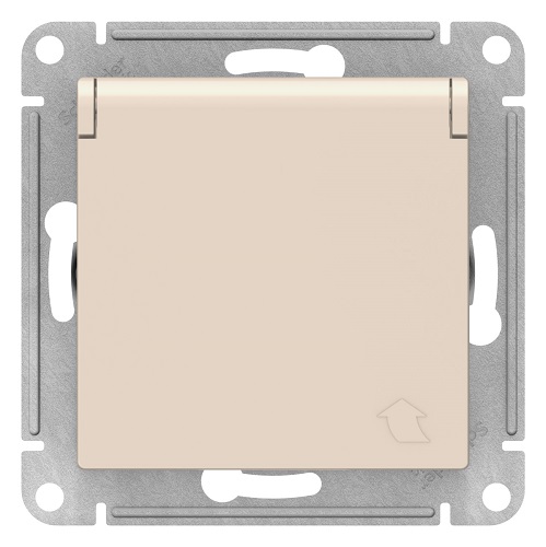 

Розетка Systeme Electric ATN000246 AtlasDesign, с заземлением, со шторками, с крышкой, 16А, IP20, механизм, бежевая, ATN000246