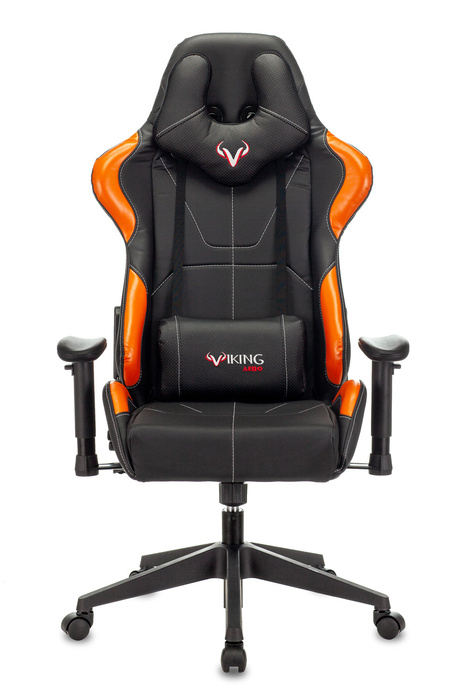 

Кресло игровое Бюрократ VIKING 5 AERO ORANGE цвет черный/оранжевый, искусственная кожа, с подголов. крестовина пластик, VIKING 5 AERO ORANGE