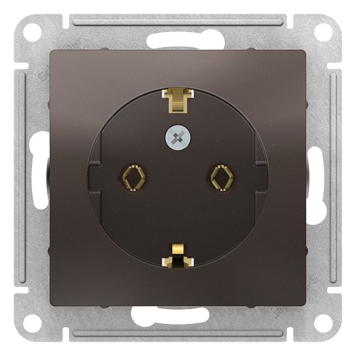 Розетка Systeme Electric ATN000643 AtlasDesign, с заземлением, 16А, механизм, мокко