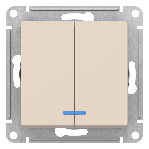 

Выключатель Systeme Electric ATN000253 AtlasDesign, 2-клавишный, с подсветкой, сх.5а, 10АХ, механизм, бежевый, ATN000253