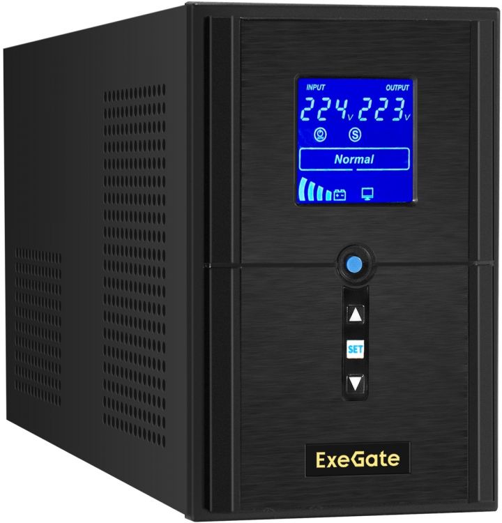 Источник бесперебойного питания Exegate SineTower SN-1500.LCD.AVR.2SH.1C13.USB EX295982RUS (инвертор, синус, для котла) 1500VA/1200W, чистая синусоида