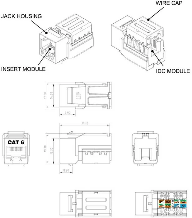 фото Hyperline KJNE-8P8C-C6-90-SH-F-WH