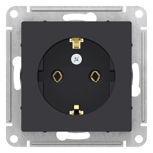 

Розетка Systeme Electric ATN001043 AtlasDesign, с заземлением, 16А, механизм, карбон, ATN001043