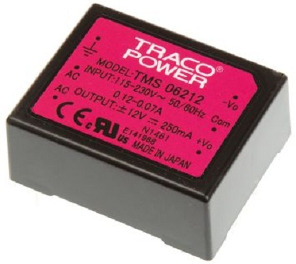 

Преобразователь AC-DC сетевой TRACO POWER TMS 06212 вых: 6 Вт; Выход: 12 В, -12 В; U1: 12 В; I1: до 250 мА; Стабилизация: напряжение; Вход: 110/220В, TMS 06212