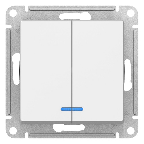 

Выключатель Systeme Electric ATN000153 AtlasDesign, 2-клавишный, с подсветкой, сх.5а, 10АХ, механизм, белый, ATN000153