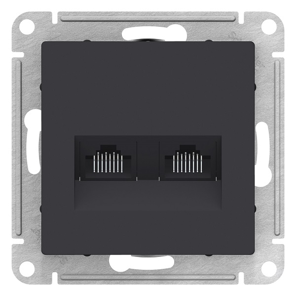 

Розетка Systeme Electric ATN001085 AtlasDesign, двойная, компьютерная, RJ45+RJ45, кат.5E, механизм, карбон, ATN001085