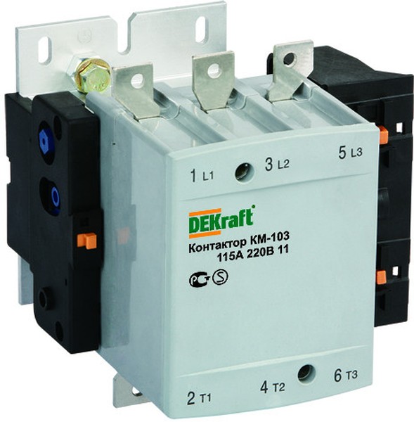 

Контактор DEKraft 22152DEK 150А 220В АС3 1НО+1НЗ КМ-103, 22152DEK