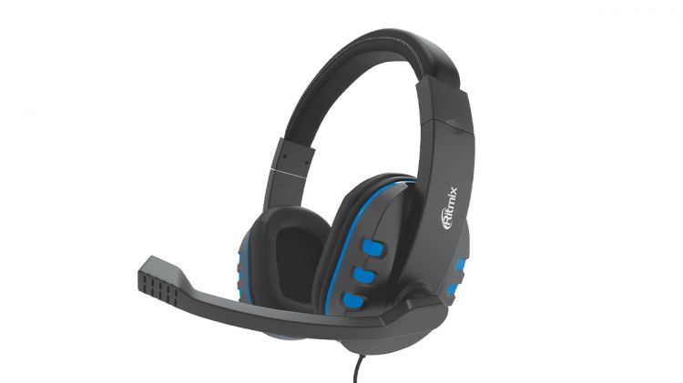 

Гарнитура Ritmix RH-555M Gaming Blue 40 мм, 20-20000 Гц, 1.8 м, микрофон, регулятор громкости (80001151), RH-555M Gaming Blue